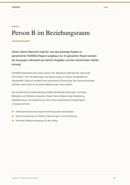 Echte Vorschauseiten des NUMEIQ LOVE Demo Reports 4