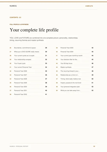 Real preview pages from the NUMEIQ COMPLETE demo report 3