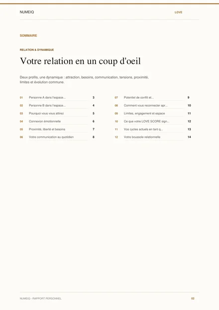 Vraies pages de prévisualisation du rapport démo NUMEIQ LOVE 2